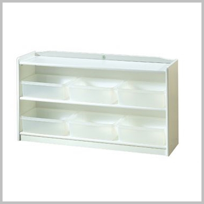 백색 이단 투명 바구니장