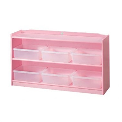 핑크 이단 투명 바구니장